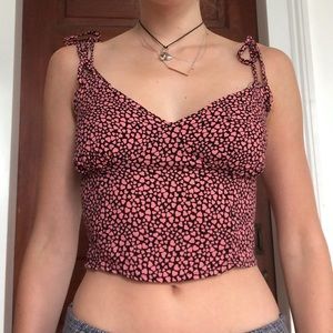 Crop heart tie tank top